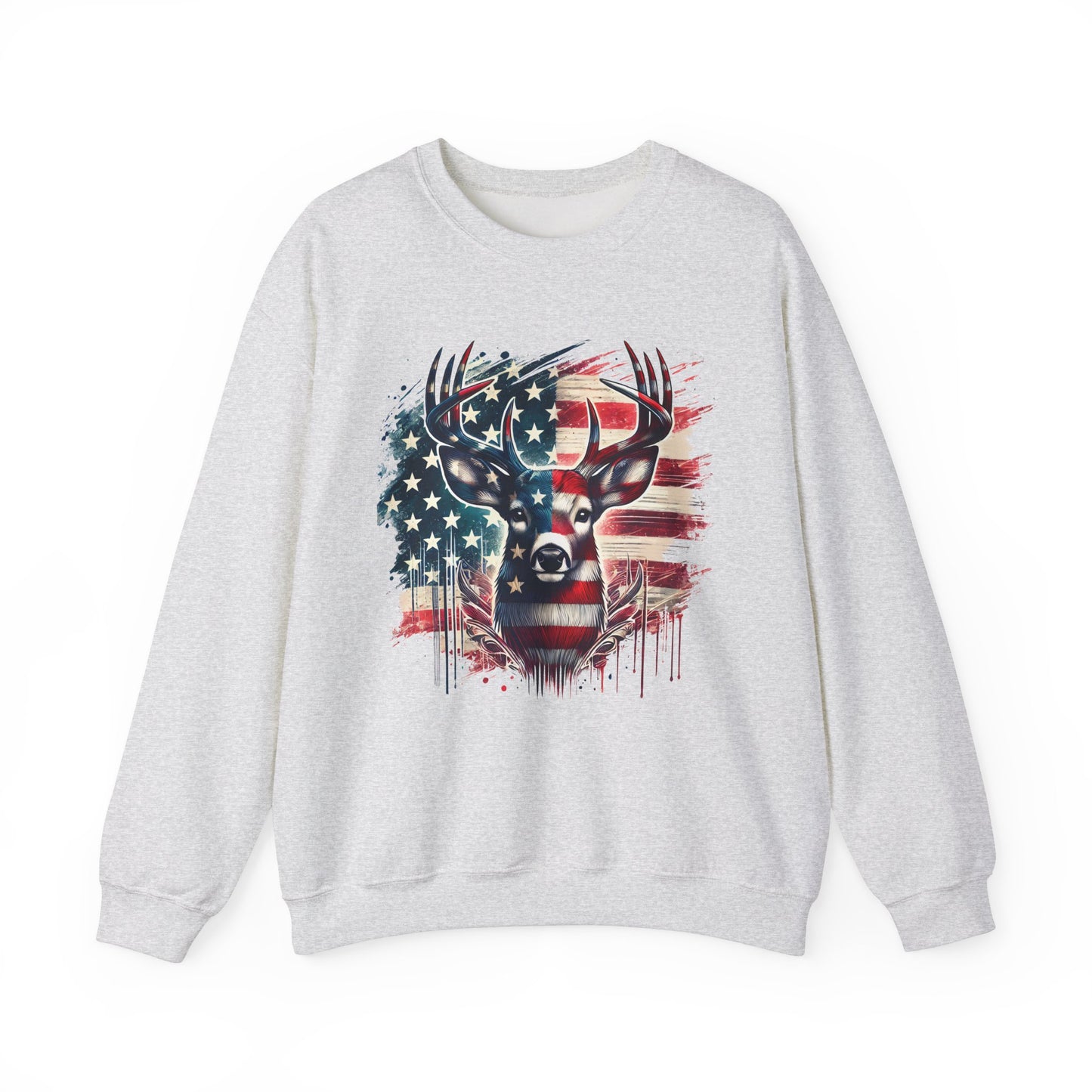 Whitetail Buck with Flag Sweatshirt