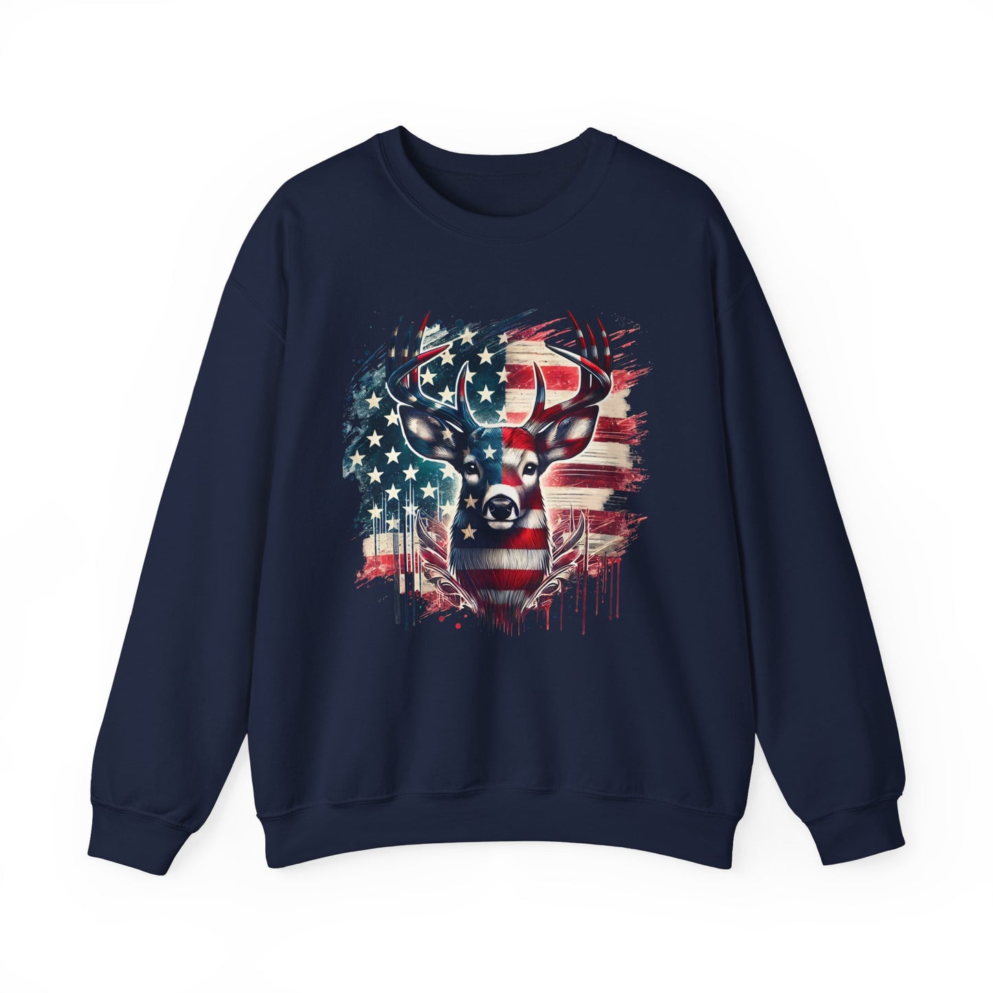 Whitetail Buck with Flag Sweatshirt