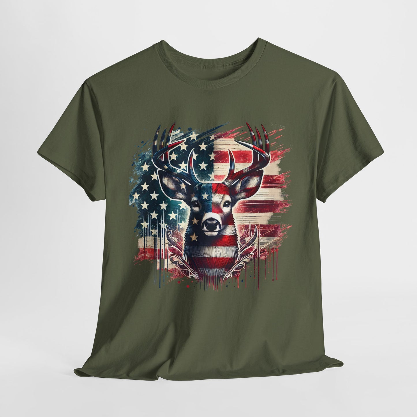 Whitetail Buck with Flag T-Shirt