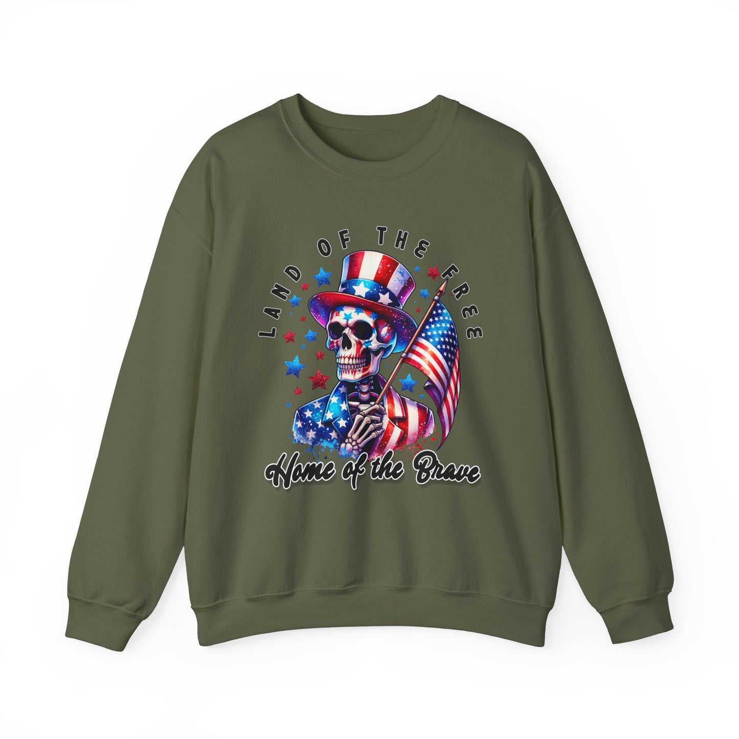 Land of the Free Home of the Brave Skeleton Sweatshirt