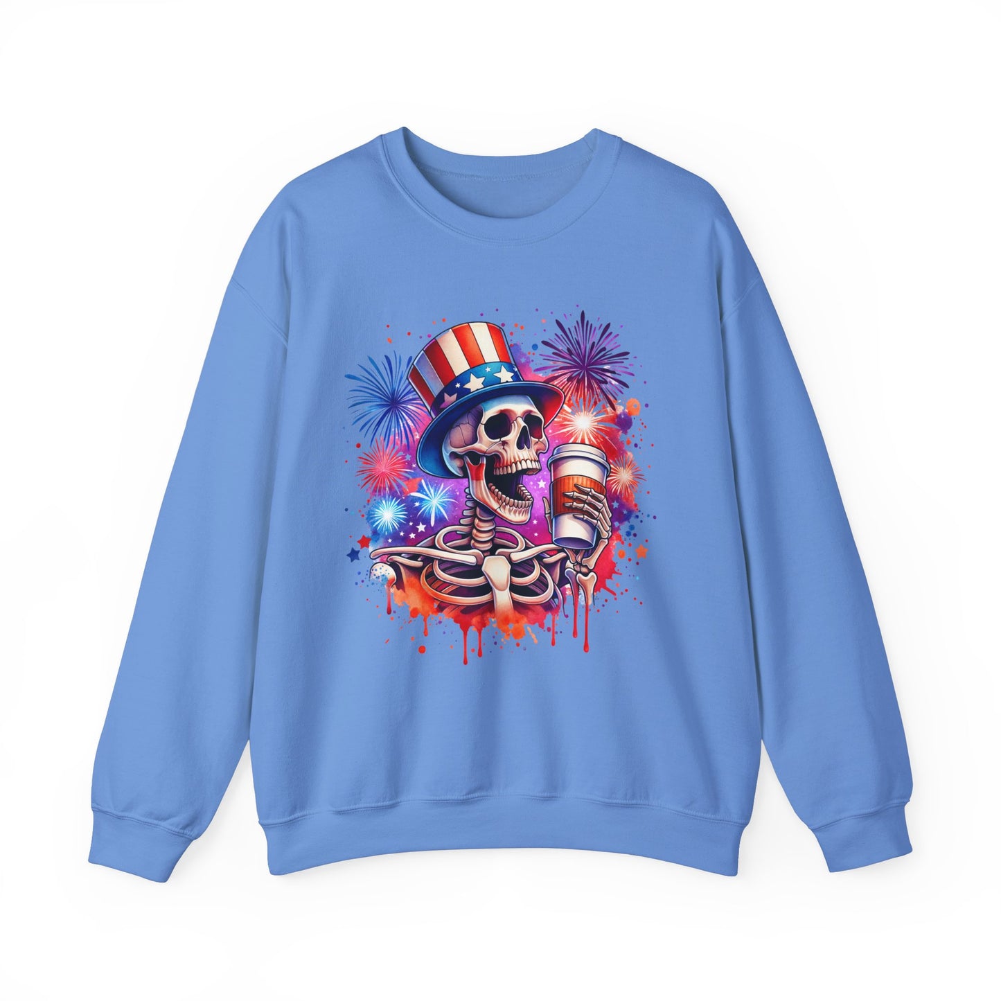 4th of July - Skeleton with Coffee Sweatshirt