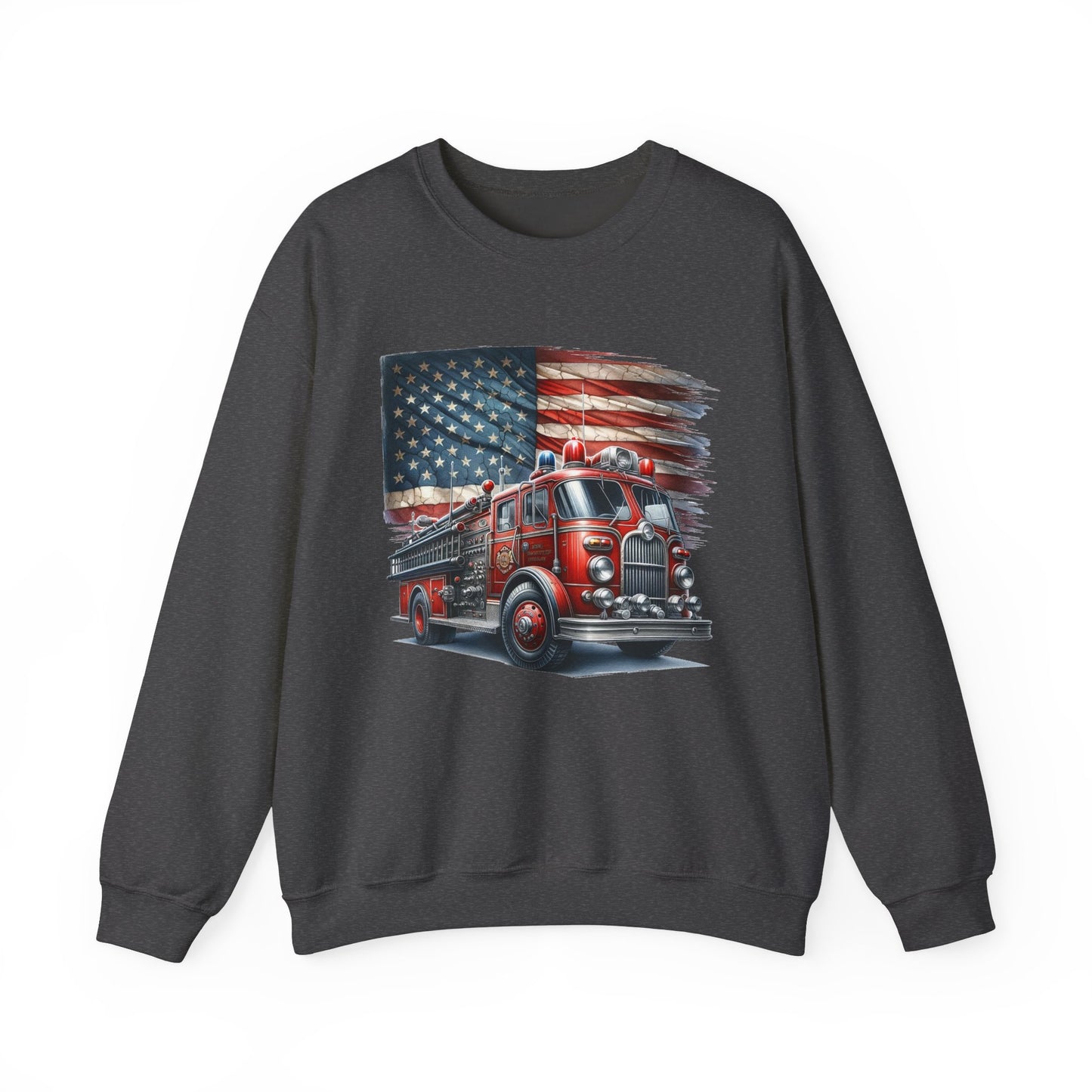 Fire Truck with Flag Sweatshirt