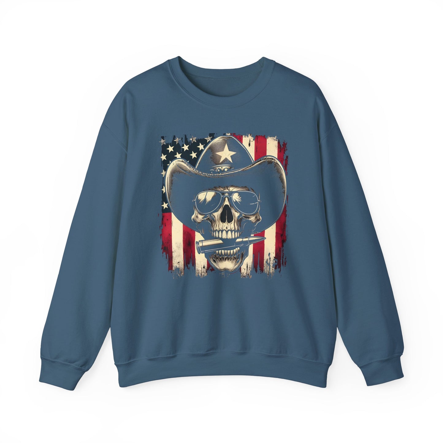 Cowboy Skeleton Biting Bullet Sweatshirt