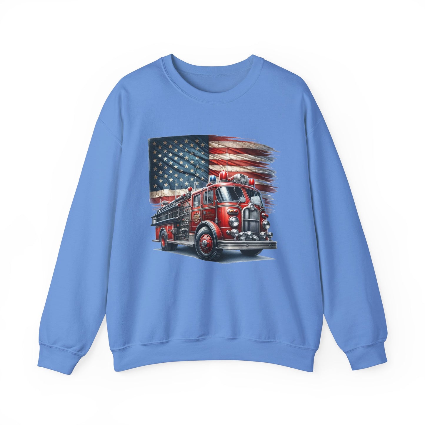 Fire Truck with Flag Sweatshirt