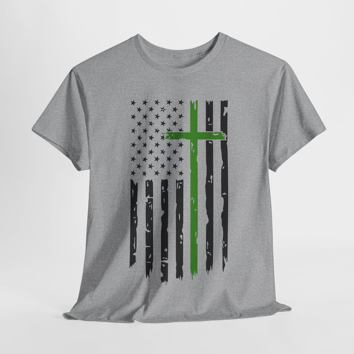 Thin Green Line Cross - Armed Forces T-Shirt