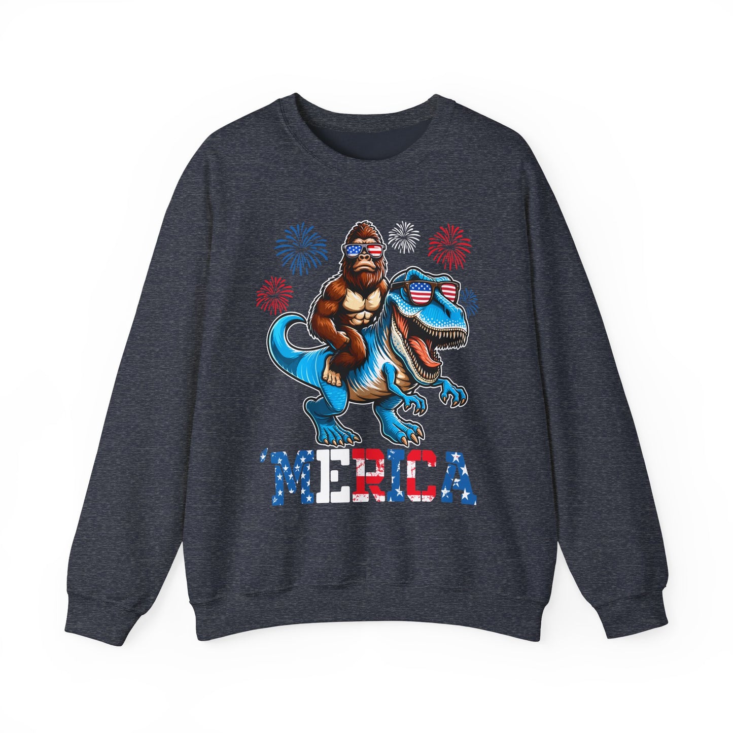 'Merica! Bigfoot on Dinosaur Sweatshirt