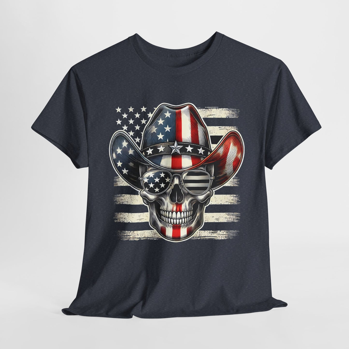 Cowboy Skeleton with Hat and Flag T-Shirt