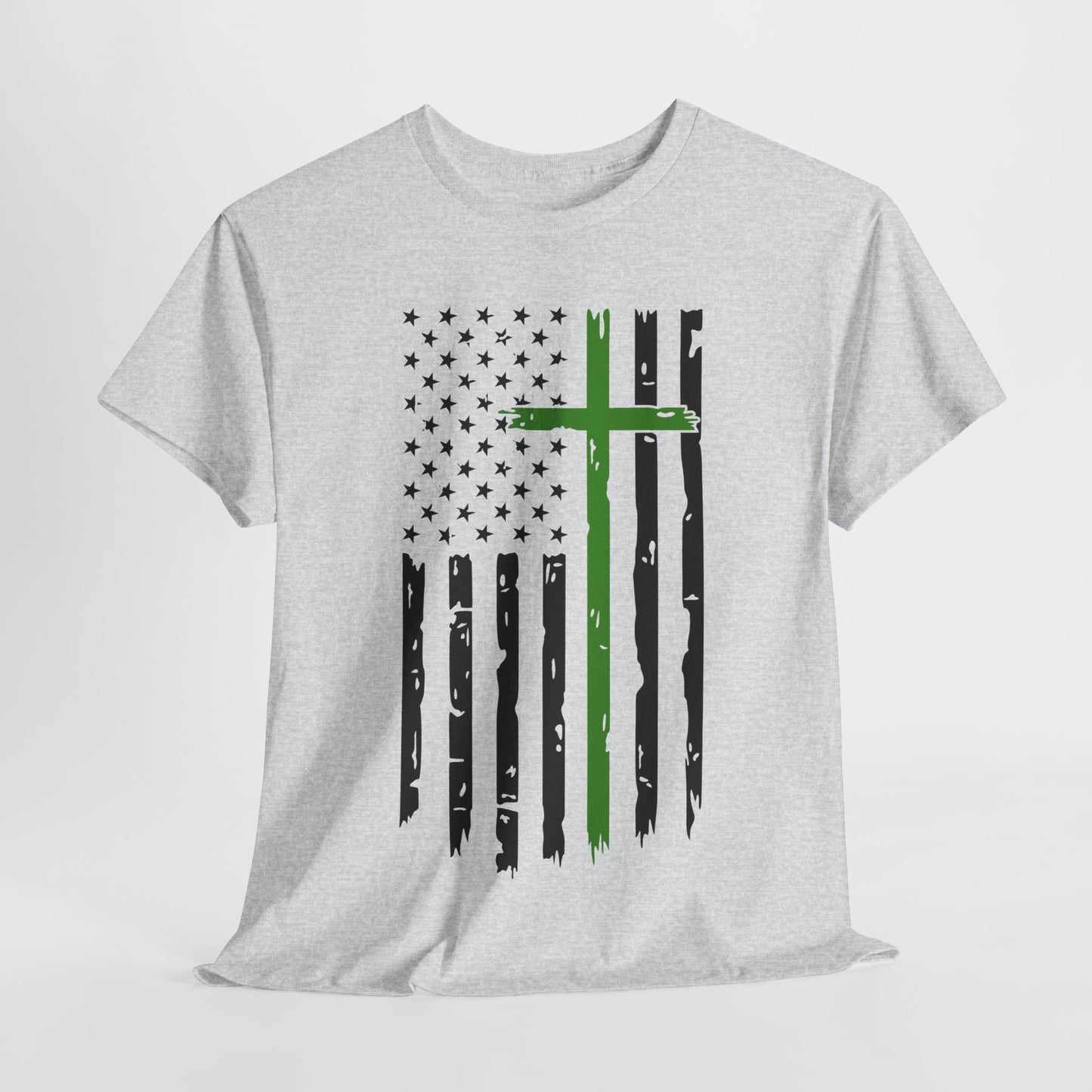 Thin Green Line Cross - Armed Forces T-Shirt