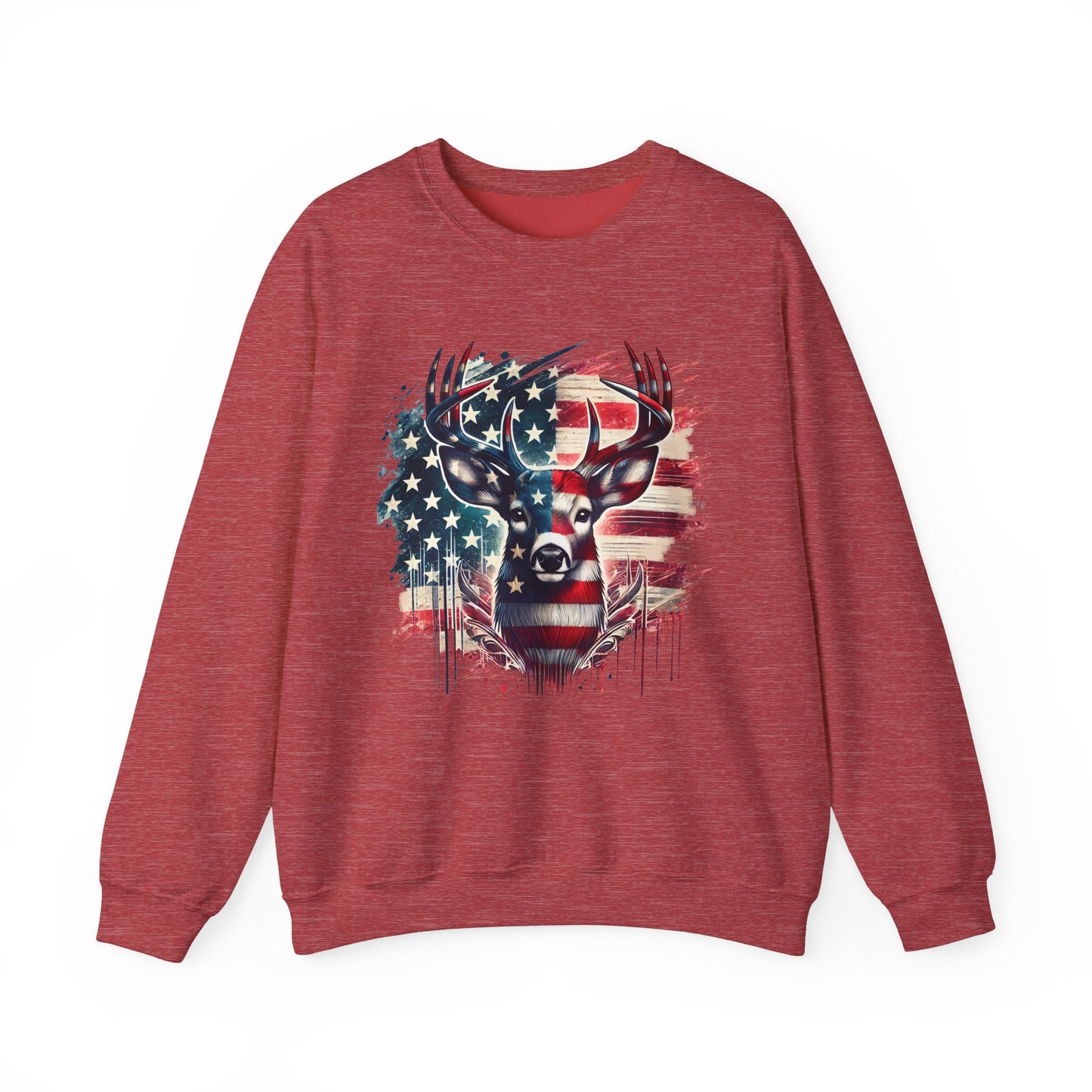 Whitetail Buck with Flag Sweatshirt
