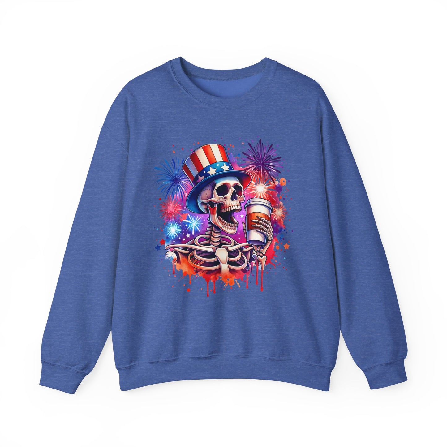 4th of July - Skeleton with Coffee Sweatshirt