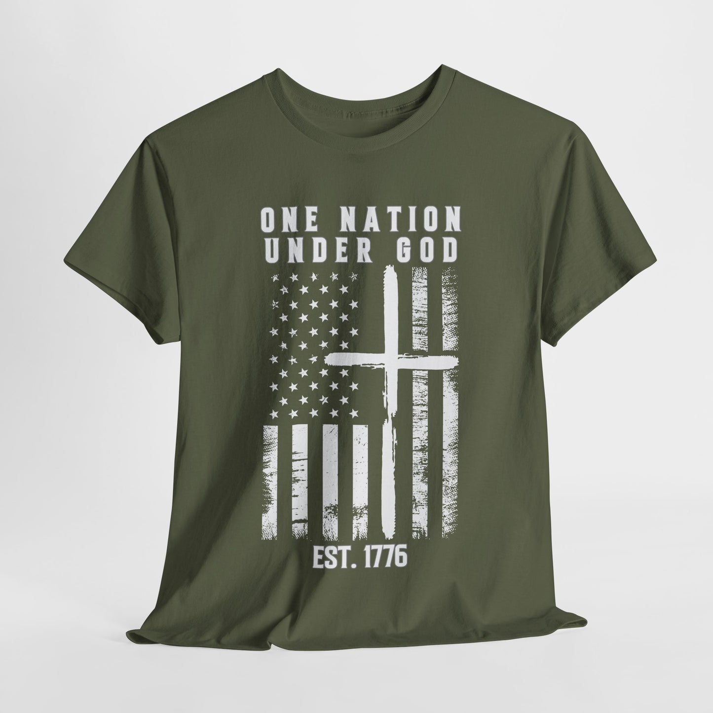 One Nation Under God - Flag with Cross T-Shirt