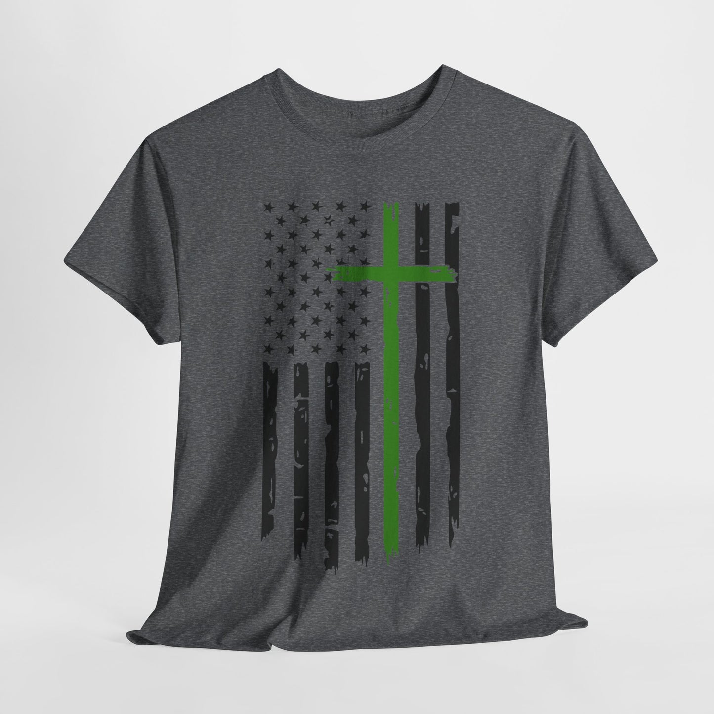 Thin Green Line Cross - Armed Forces T-Shirt