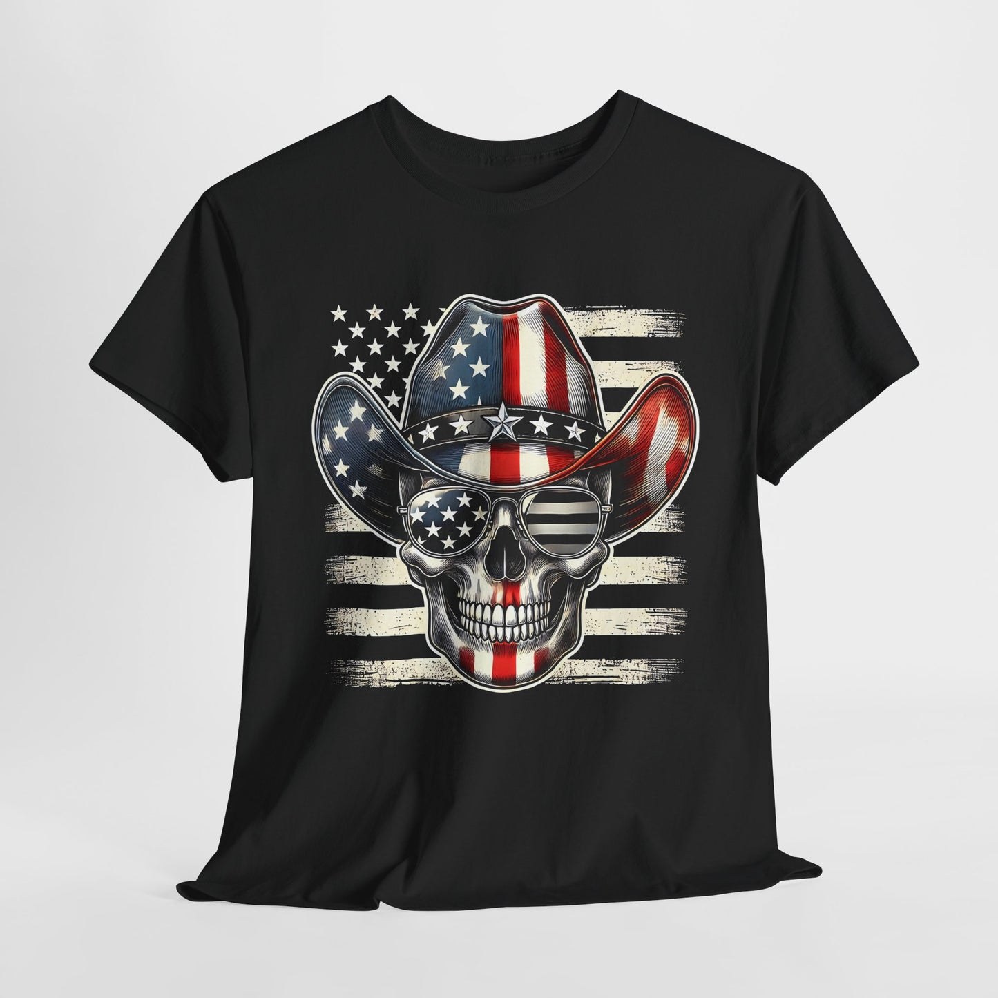Cowboy Skeleton with Hat and Flag T-Shirt