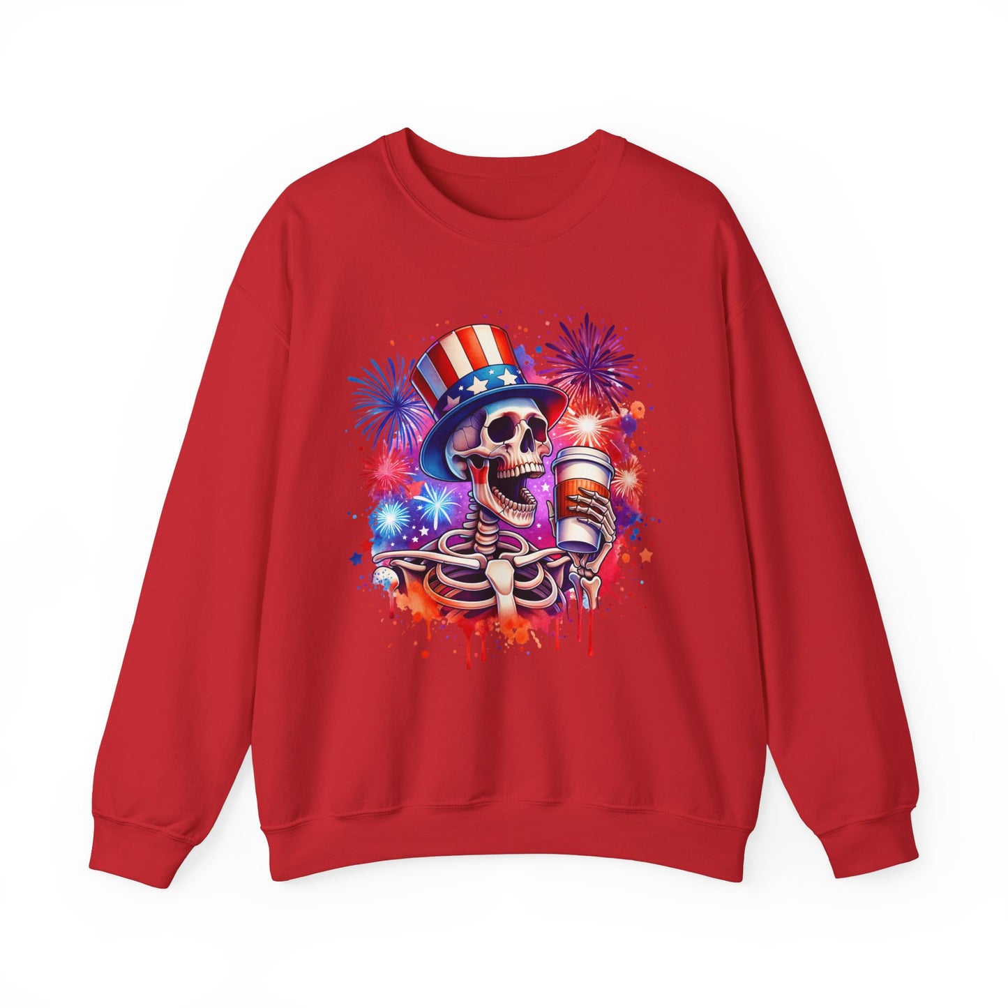 4th of July - Skeleton with Coffee Sweatshirt