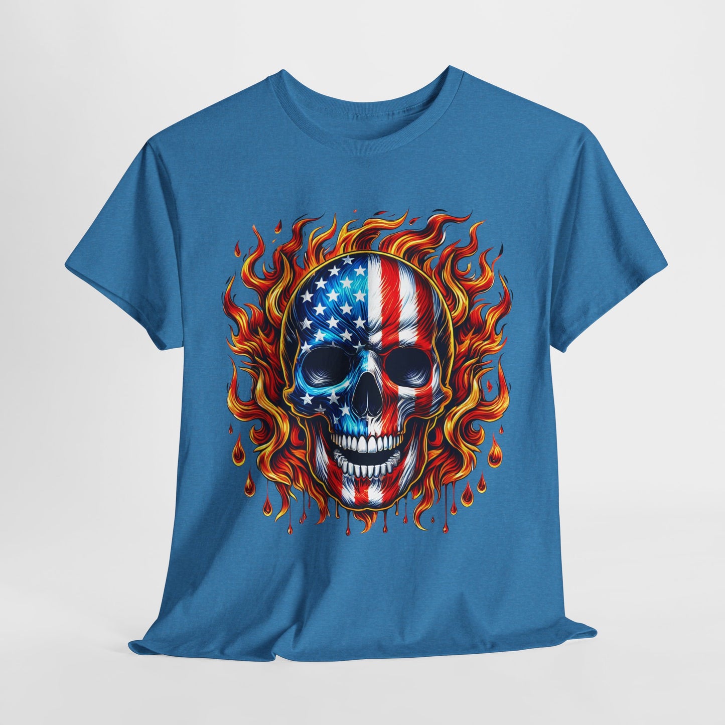 Flaming Flag Skull T-Shirt