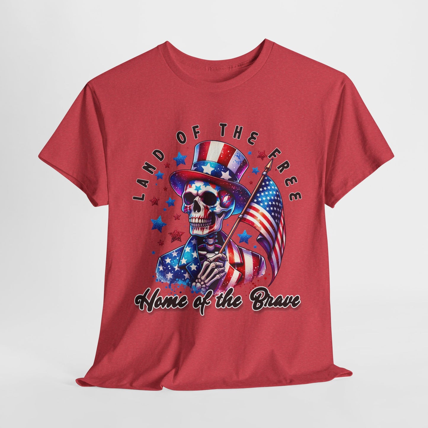 Land of the Free Home of the Brave Skeleton T-Shirt