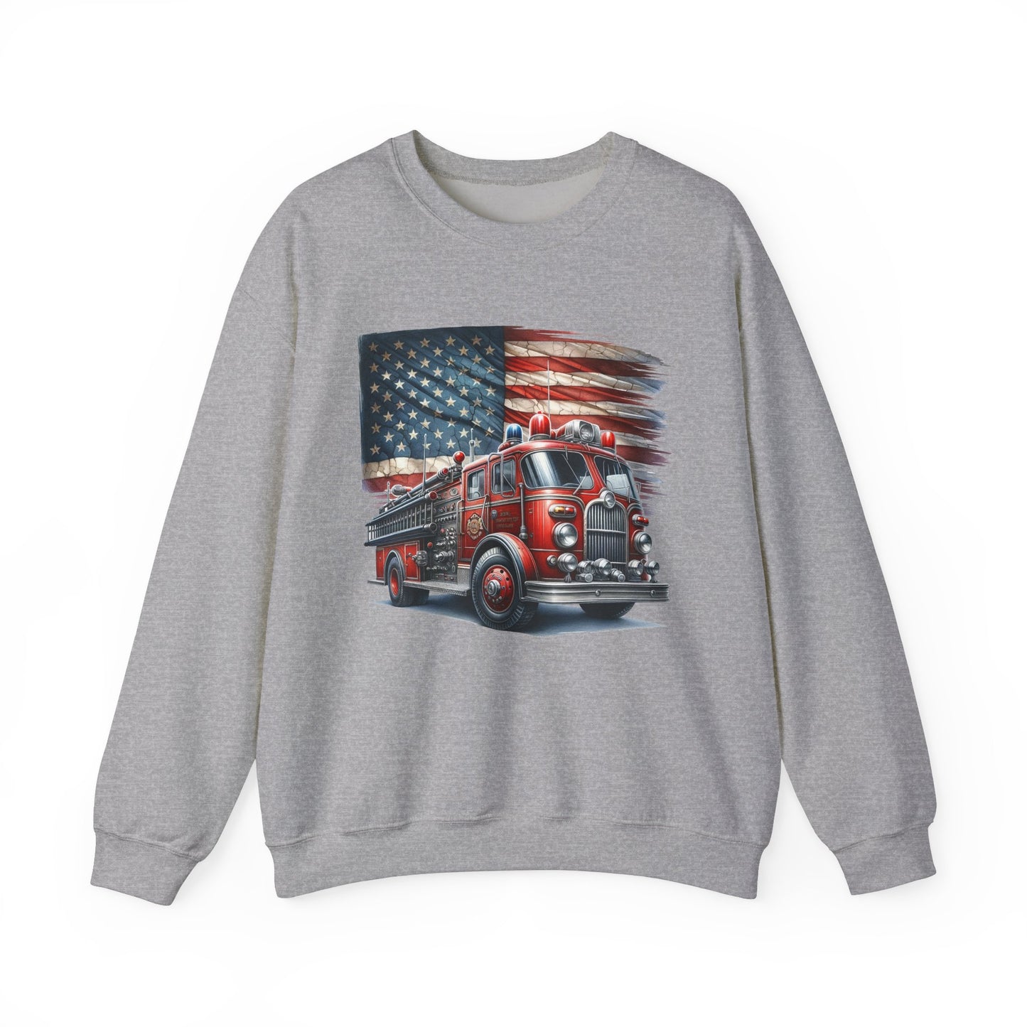 Fire Truck with Flag Sweatshirt