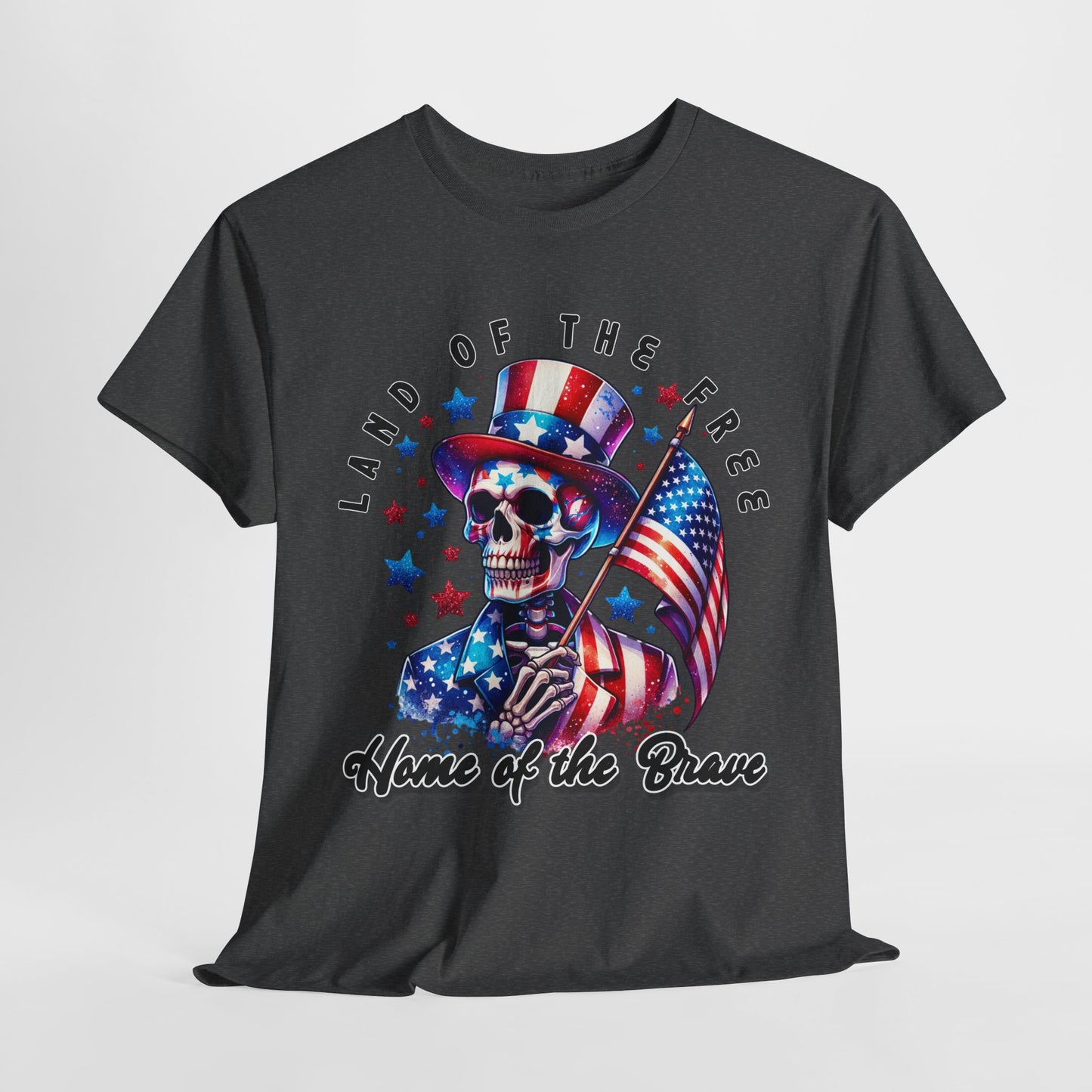 Land of the Free Home of the Brave Skeleton T-Shirt