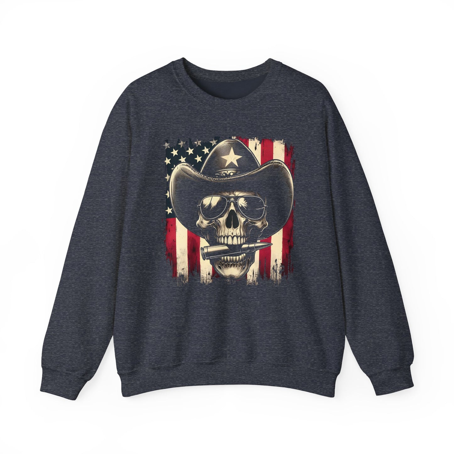 Cowboy Skeleton Biting Bullet Sweatshirt