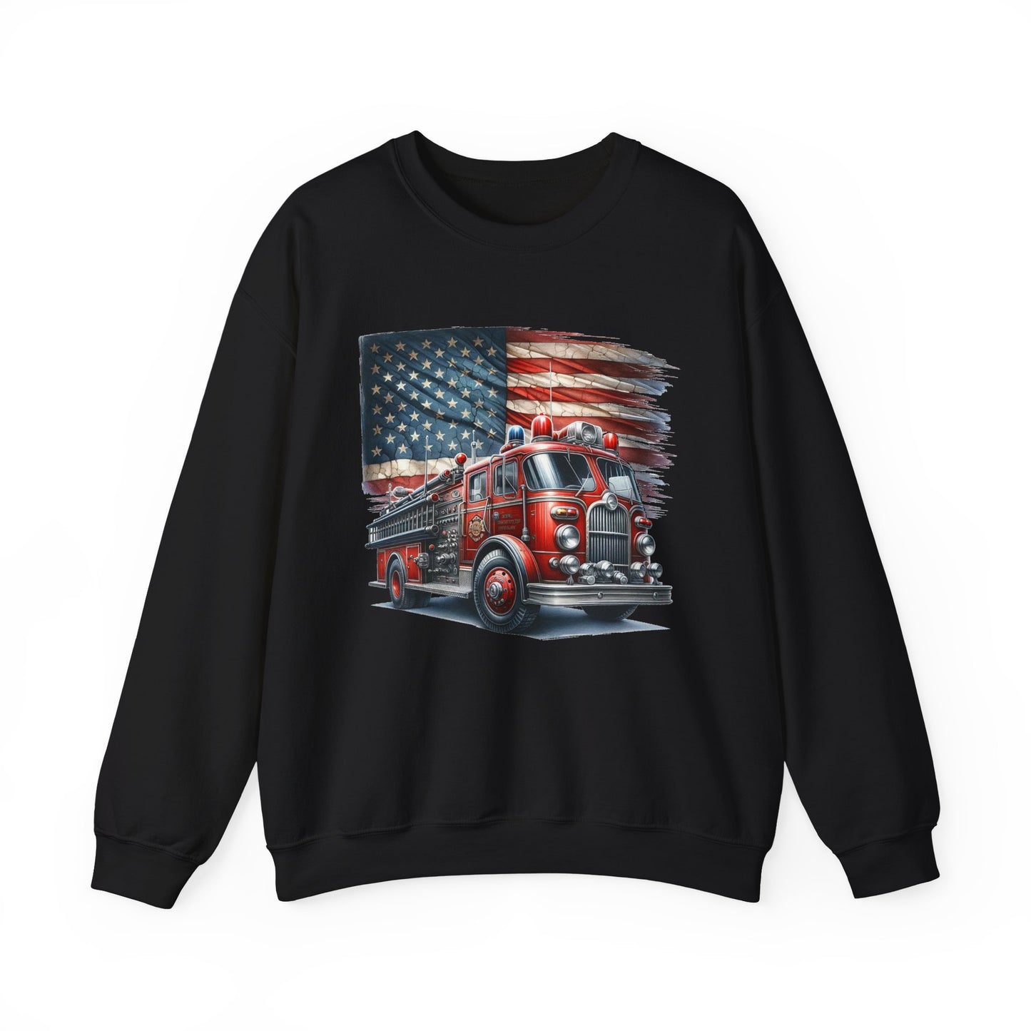 Fire Truck with Flag Sweatshirt