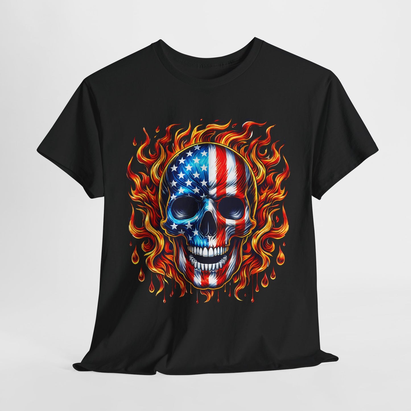 Flaming Flag Skull T-Shirt