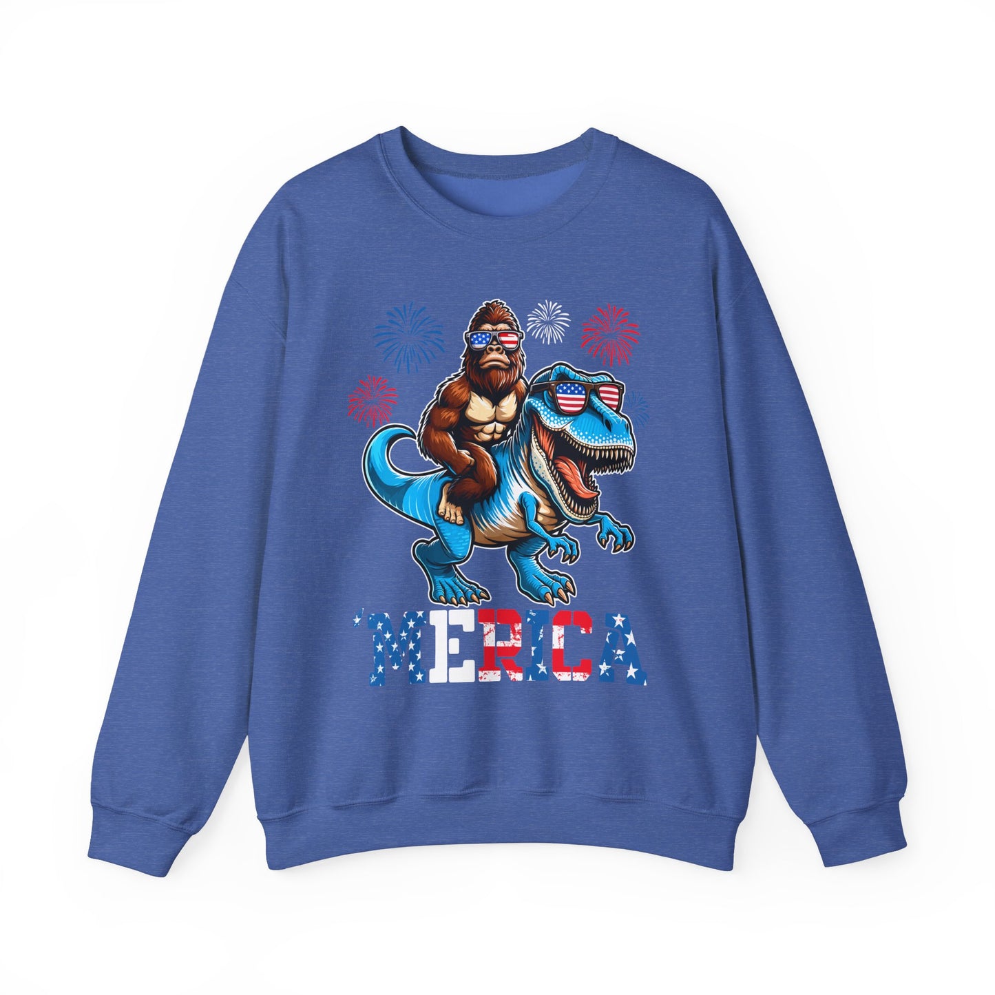 'Merica! Bigfoot on Dinosaur Sweatshirt