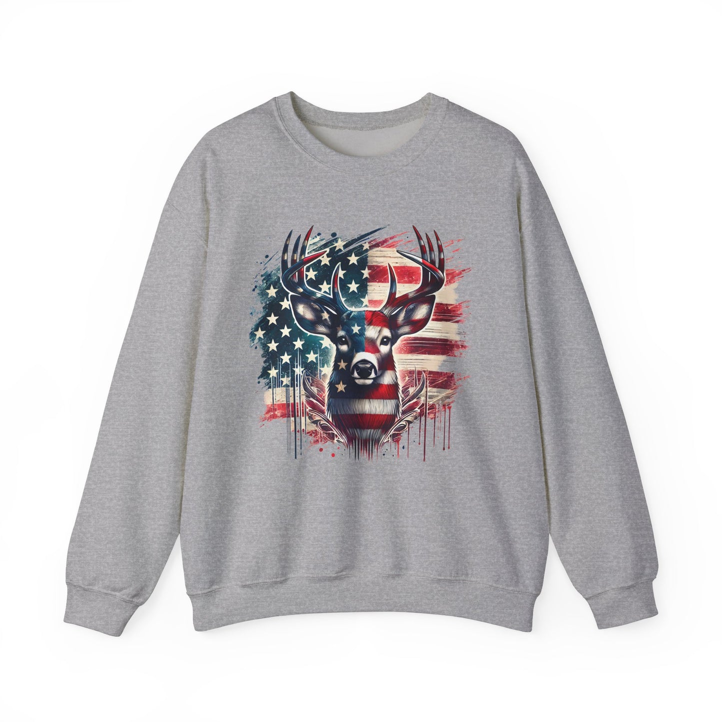 Whitetail Buck with Flag Sweatshirt