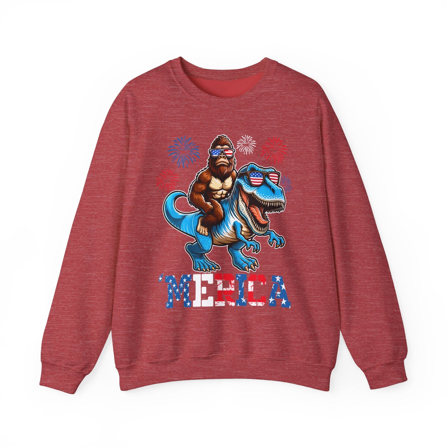 'Merica! Bigfoot on Dinosaur Sweatshirt