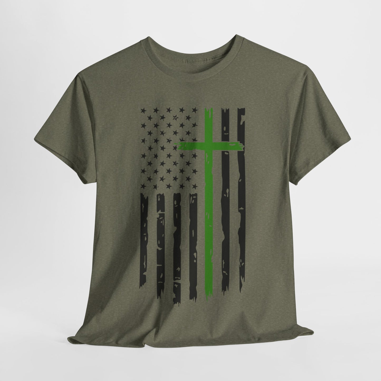 Thin Green Line Cross - Armed Forces T-Shirt
