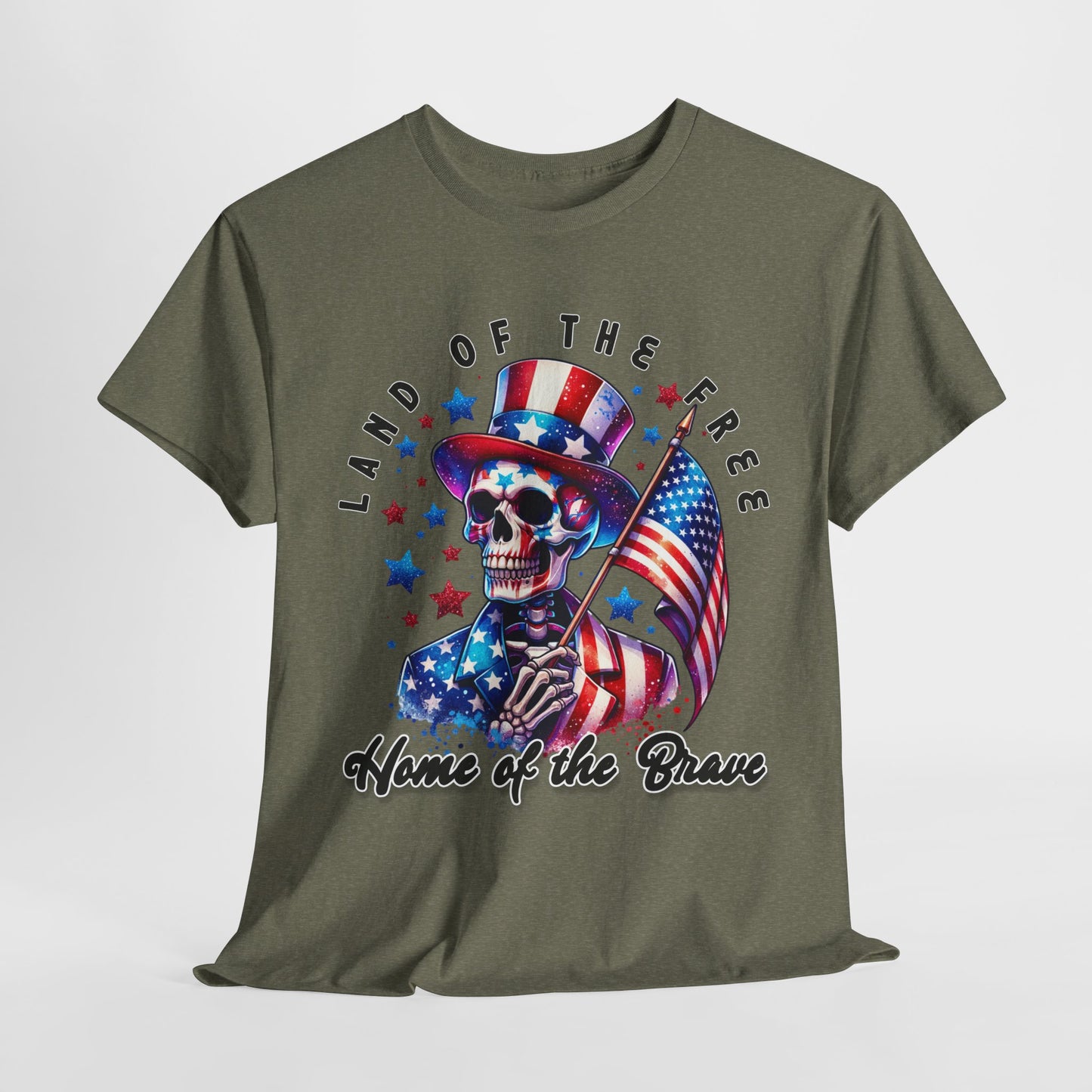 Land of the Free Home of the Brave Skeleton T-Shirt