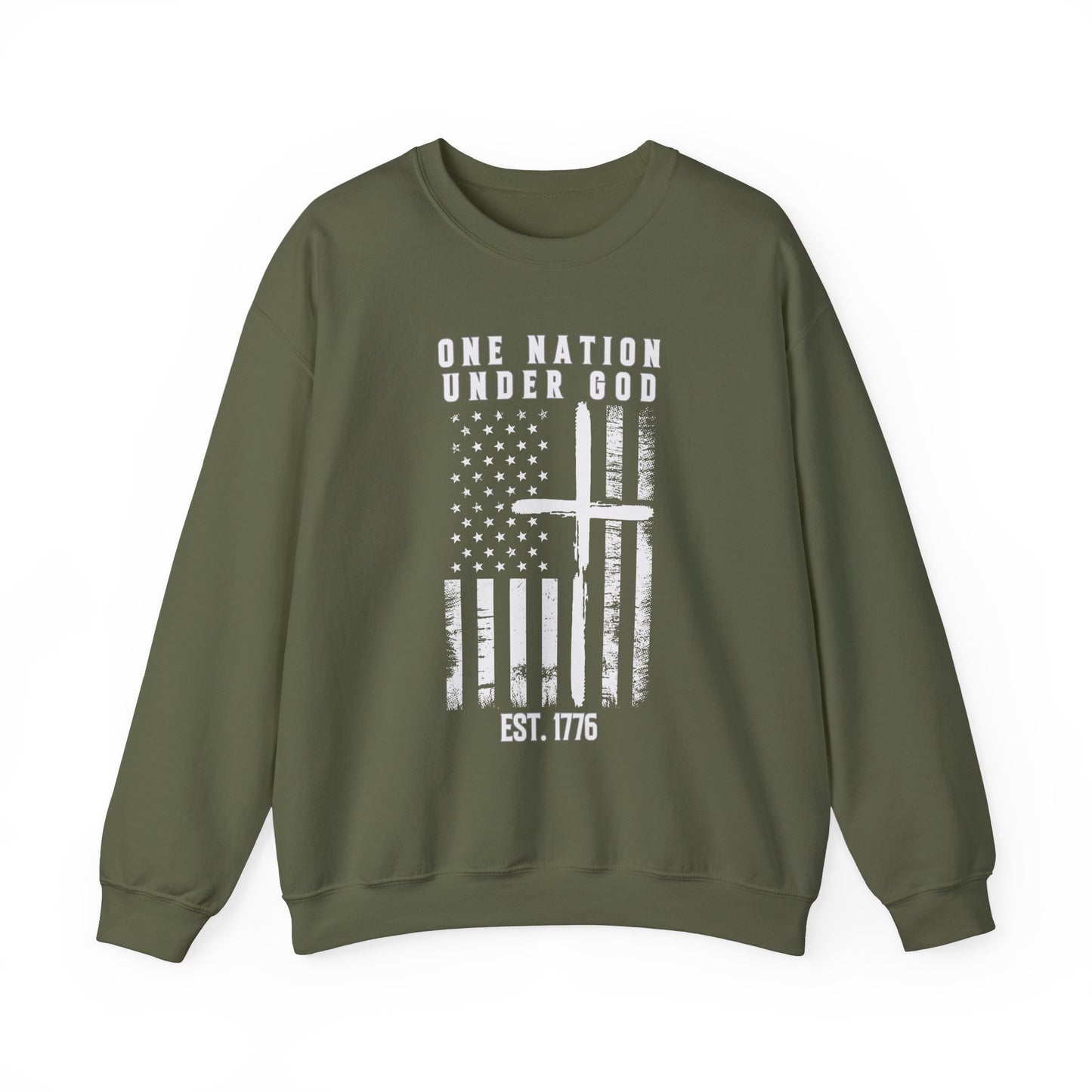 One Nation Under God - Flag with Cross Sweatshirt