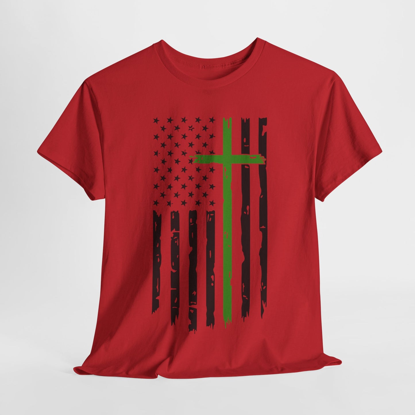 Thin Green Line Cross - Armed Forces T-Shirt