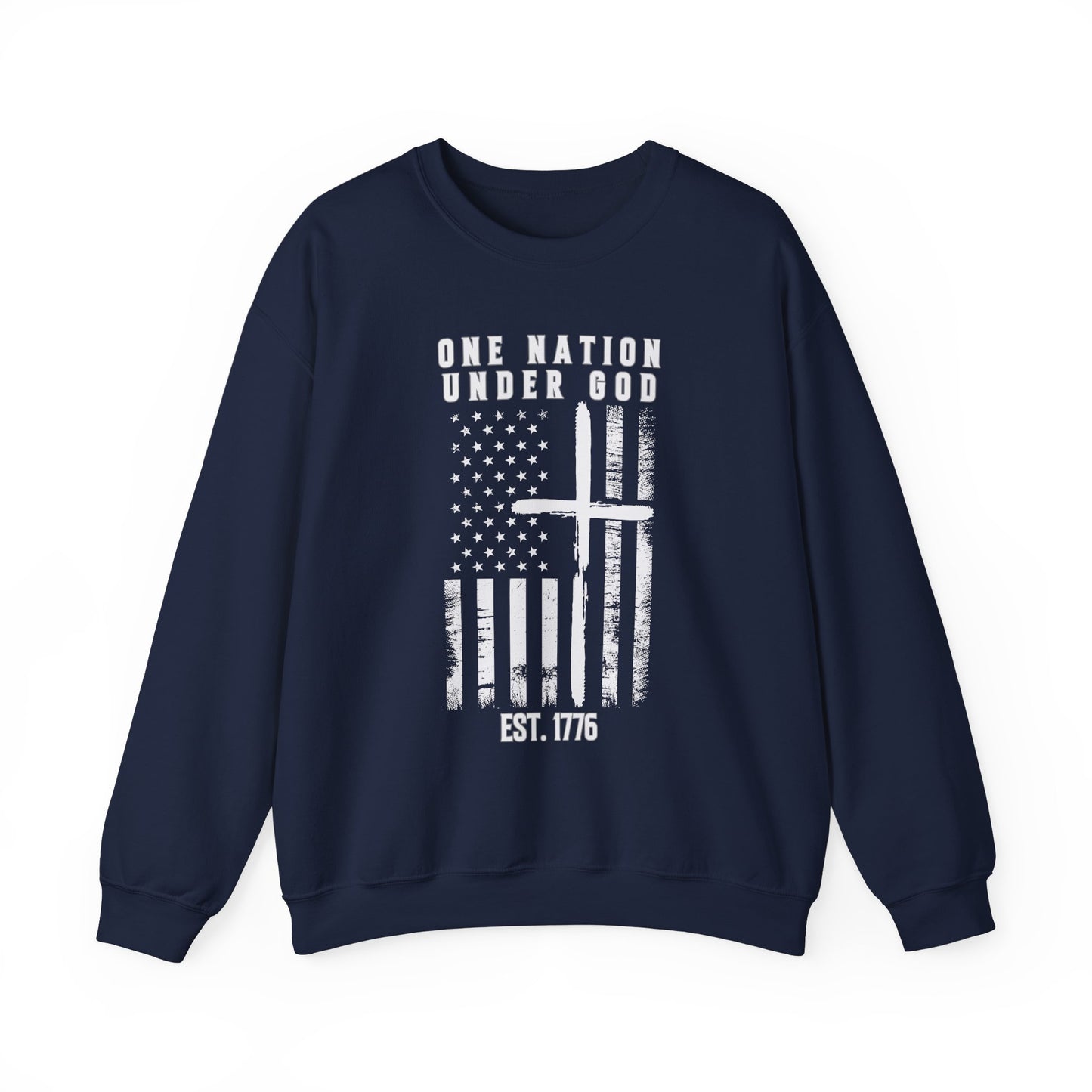 One Nation Under God - Flag with Cross Sweatshirt