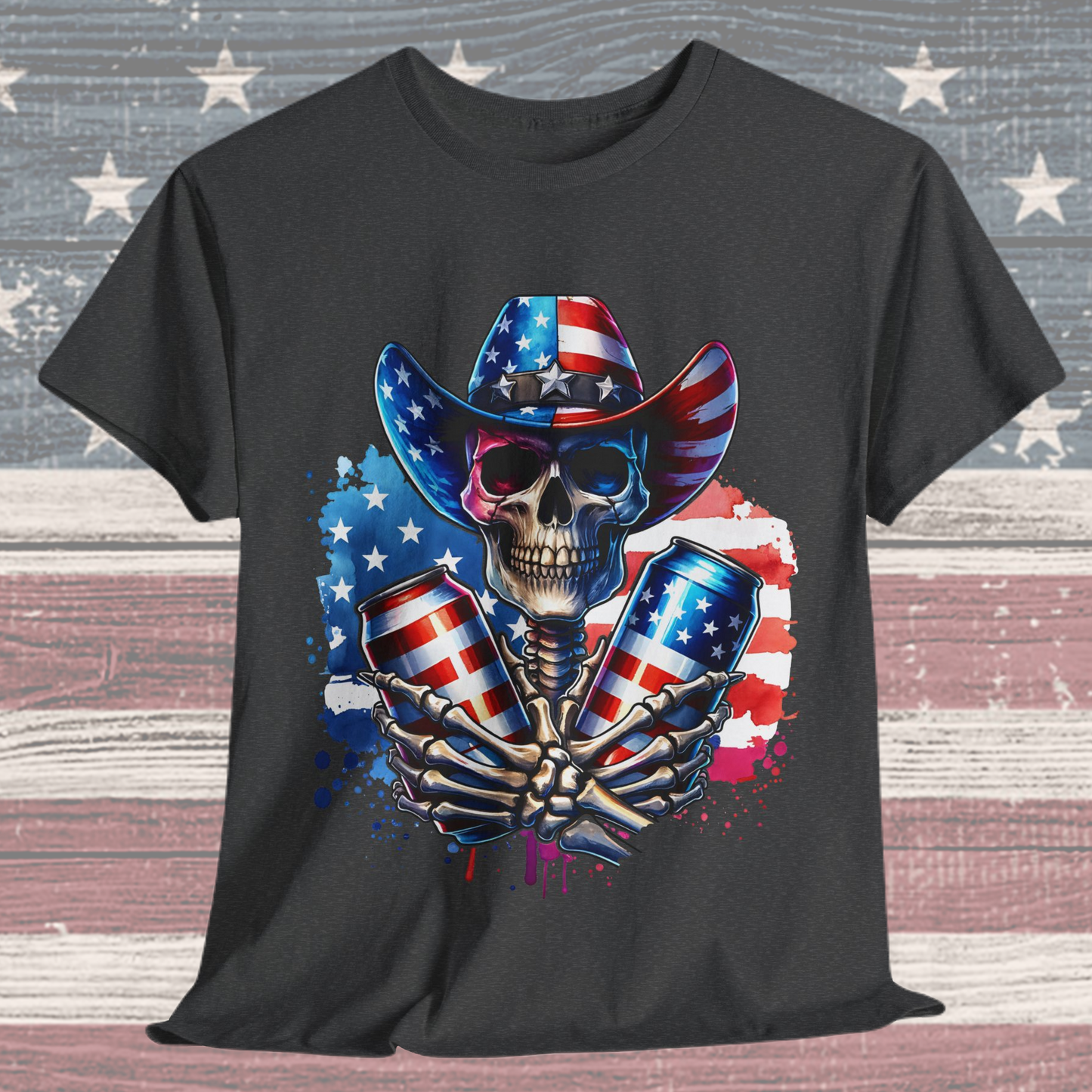 4th of July - Skeleton with Beers T-Shirt