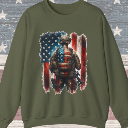 American Hero - Soldier with Flag Sweatshirt