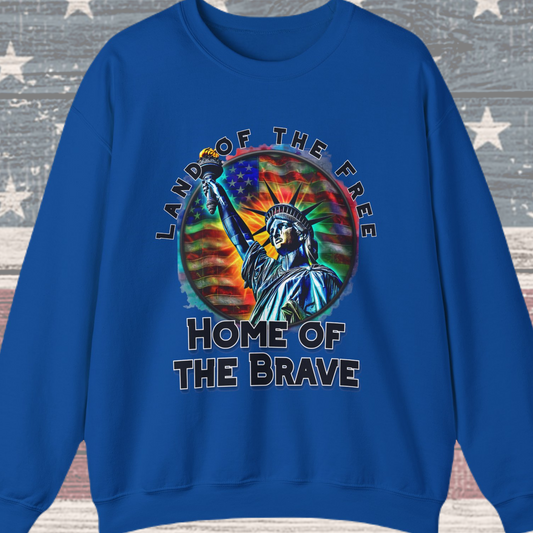 Land of the Free Home of the Brave Statue of Liberty Sweatshirt