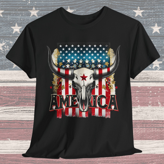 America - Bull Skull T-Shirt