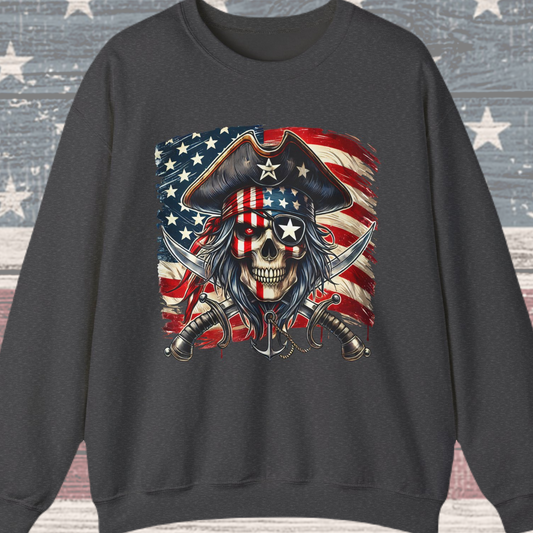 Skeleton Pirate with Flag Sweatshirt