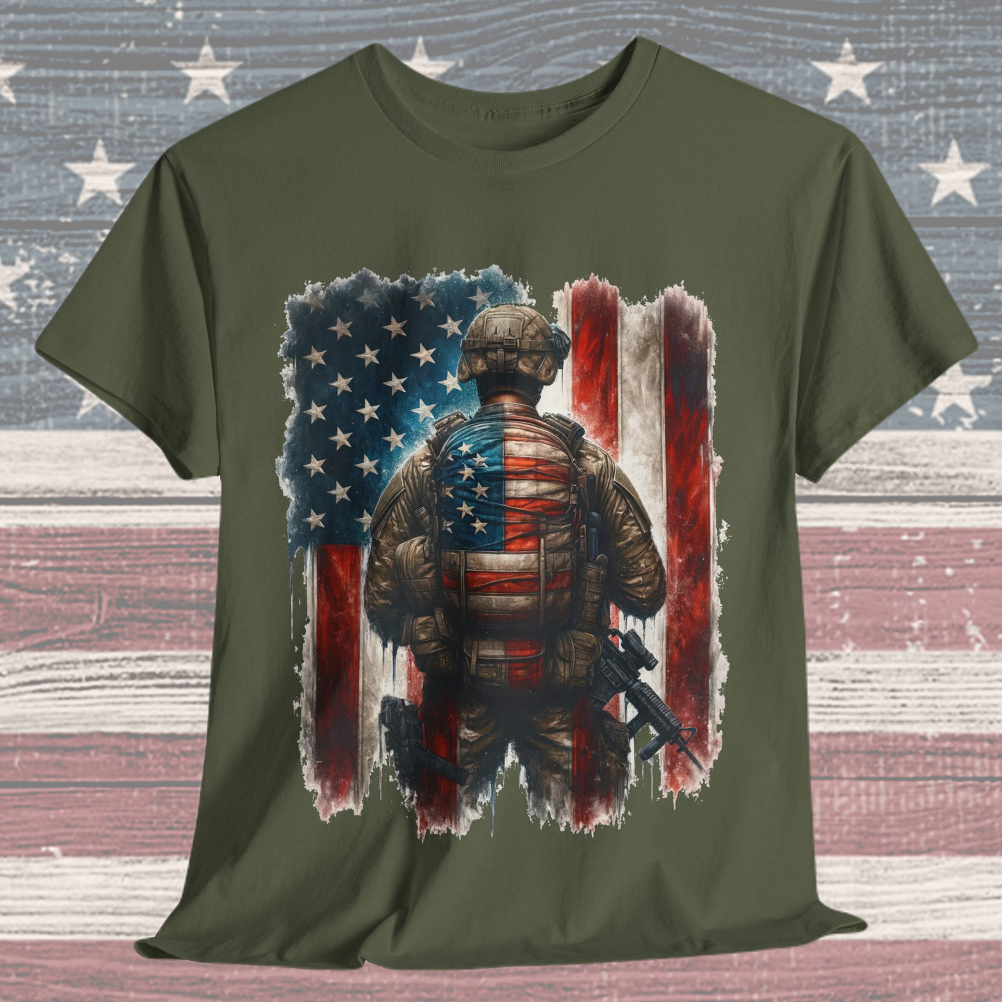 American Hero - Soldier with Flag T-Shirt