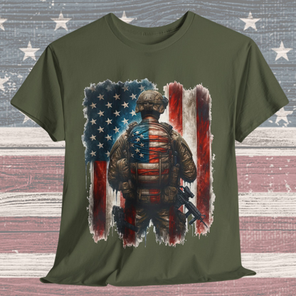 American Hero - Soldier with Flag T-Shirt