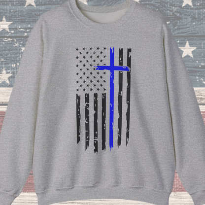 Thin Blue Line Cross - Law Enforcement Sweatshirt