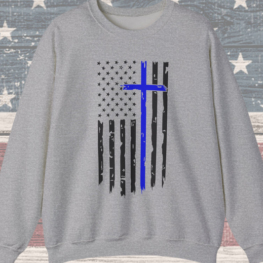 Thin Blue Line Cross - Law Enforcement Sweatshirt