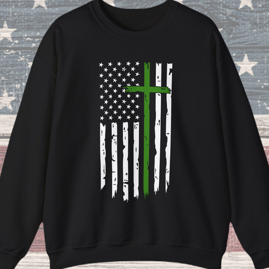 Thin Green Line Cross - Armed Forces Sweatshirt