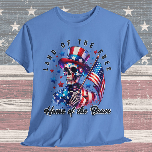 Land of the Free Home of the Brave Skeleton T-Shirt