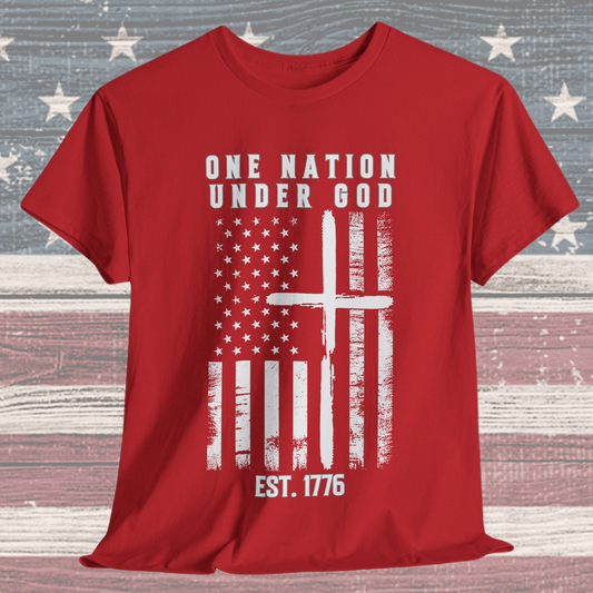 One Nation Under God - Flag with Cross T-Shirt