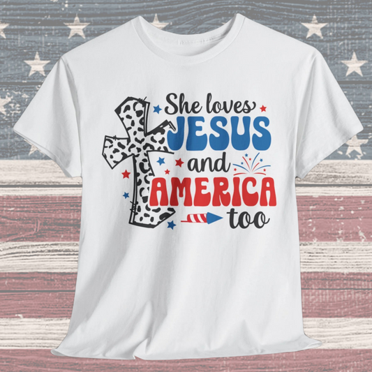 She Loves Jesus and America Too T-Shirt