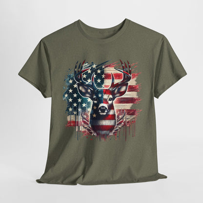 Whitetail Buck with Flag T-Shirt