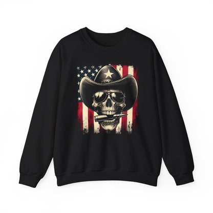 Cowboy Skeleton Biting Bullet Sweatshirt