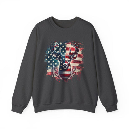 Whitetail Buck with Flag Sweatshirt