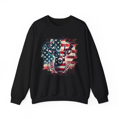 Whitetail Buck with Flag Sweatshirt